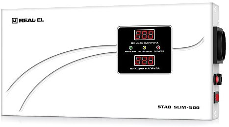 Стабилизатор напряжения REAL-EL STAB SLIM-500, white (EL122400006)